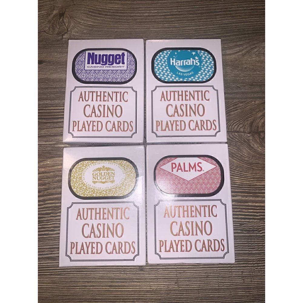 Authenic Casino Played Playing Cards Lot 4 Decks Nugget, Harrahs, Palm’s. O